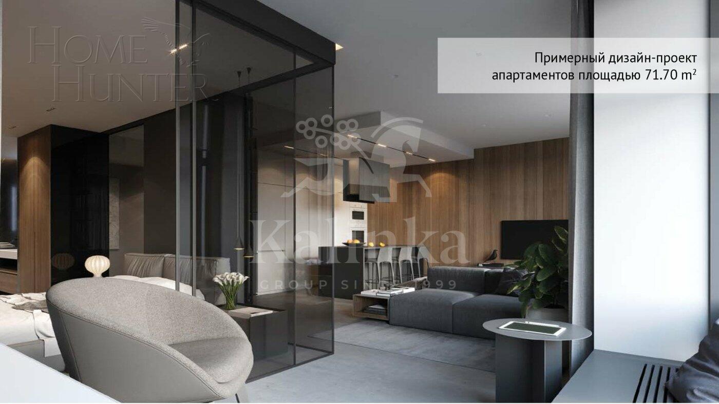 2-КОМН. АПАРТАМЕНТЫ БЕЗ ОТДЕЛКИ 69.7 М² НА 4 ЭТАЖЕ