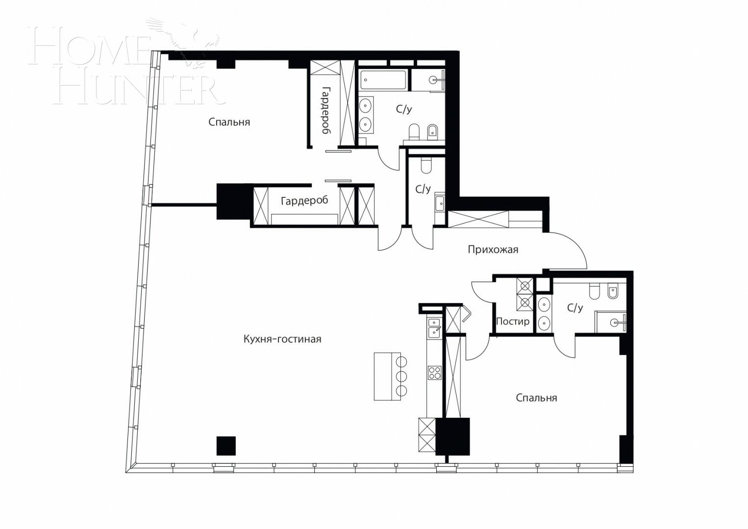 3-КОМН. АПАРТАМЕНТЫ С ОТДЕЛКОЙ 223 М² НА 36 ЭТАЖЕ