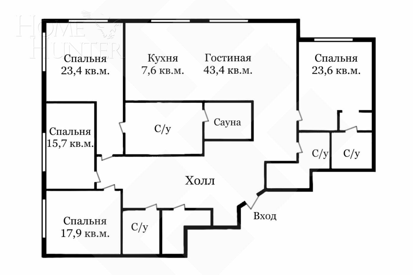 5-КОМН. КВАРТИРА С ОТДЕЛКОЙ 204.2 М² НА 3 ЭТАЖЕ