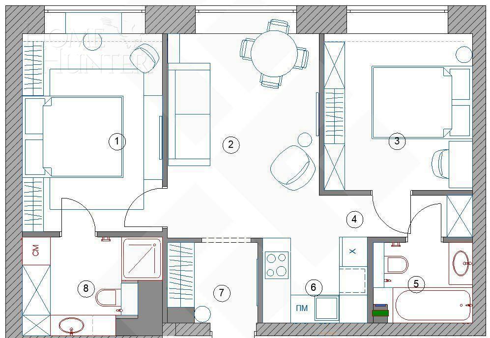 2-КОМН. КВАРТИРА С ОТДЕЛКОЙ 60.3 М² НА 4 ЭТАЖЕ