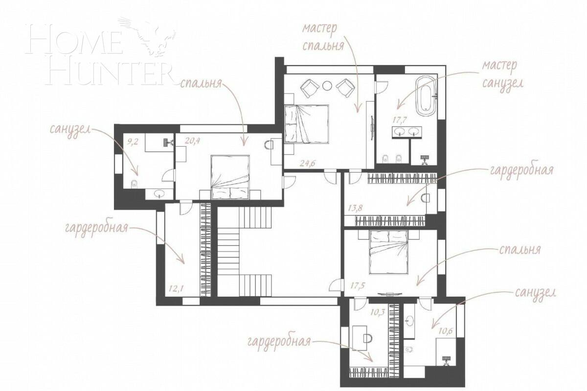 2-этажный коттедж 760 м² с отделкой