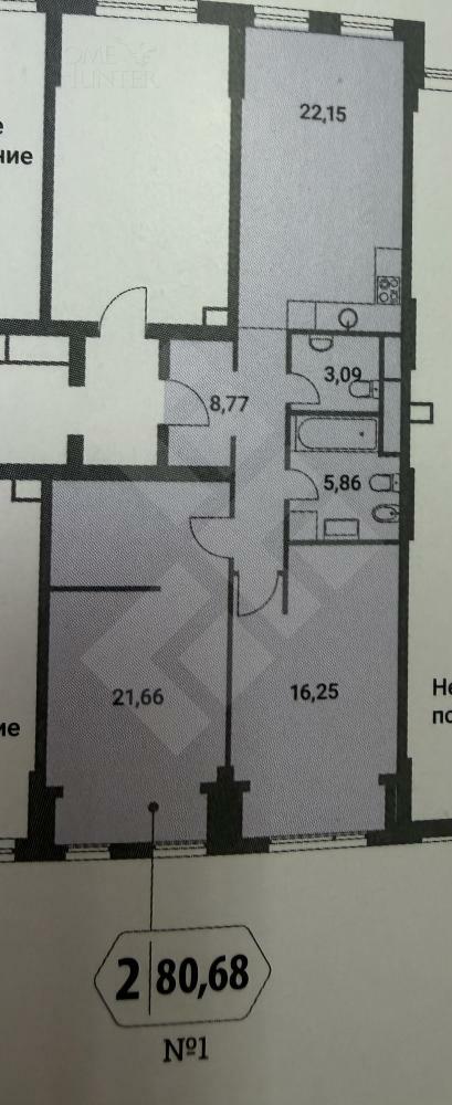 2-КОМН. КВАРТИРА БЕЗ ОТДЕЛКИ 83 М² НА 25 ЭТАЖЕ