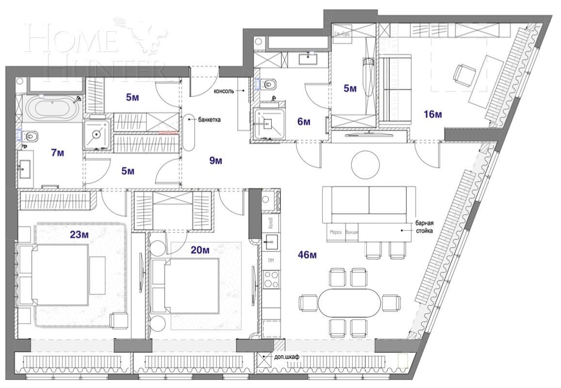 3-КОМН. КВАРТИРА С ОТДЕЛКОЙ 142 М² НА 18 ЭТАЖЕ