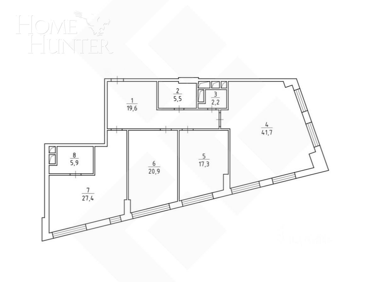 4-КОМН. КВАРТИРА БЕЗ ОТДЕЛКИ 140 М² НА 8 ЭТАЖЕ