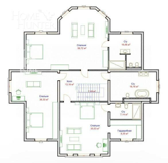 2-этажный коттедж 440 м² с отделкой