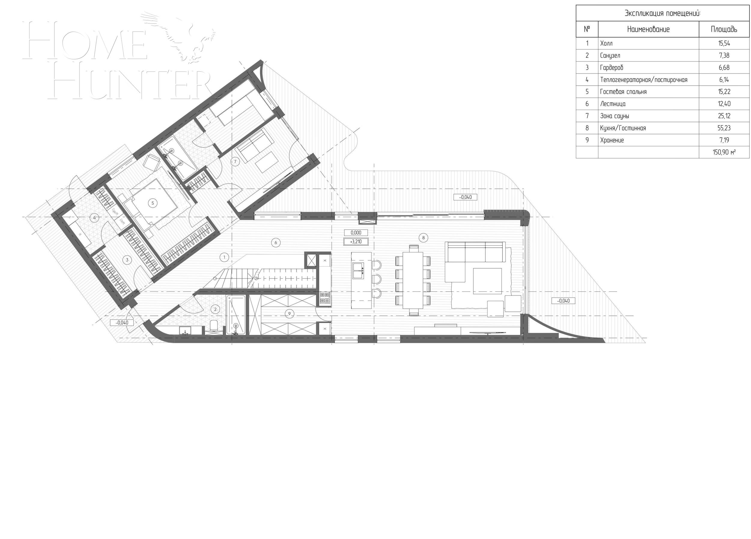 2-этажный коттедж 406 м² без отделки