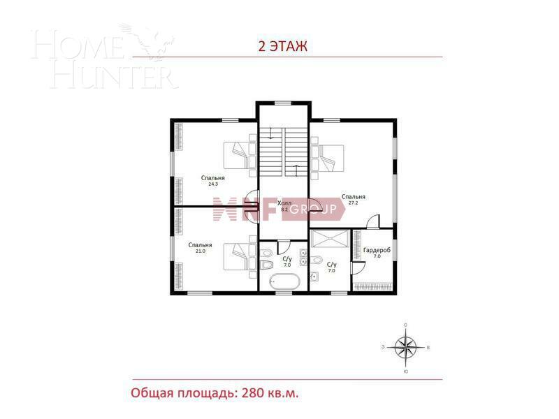 2-этажный коттедж 280 м² с отделкой