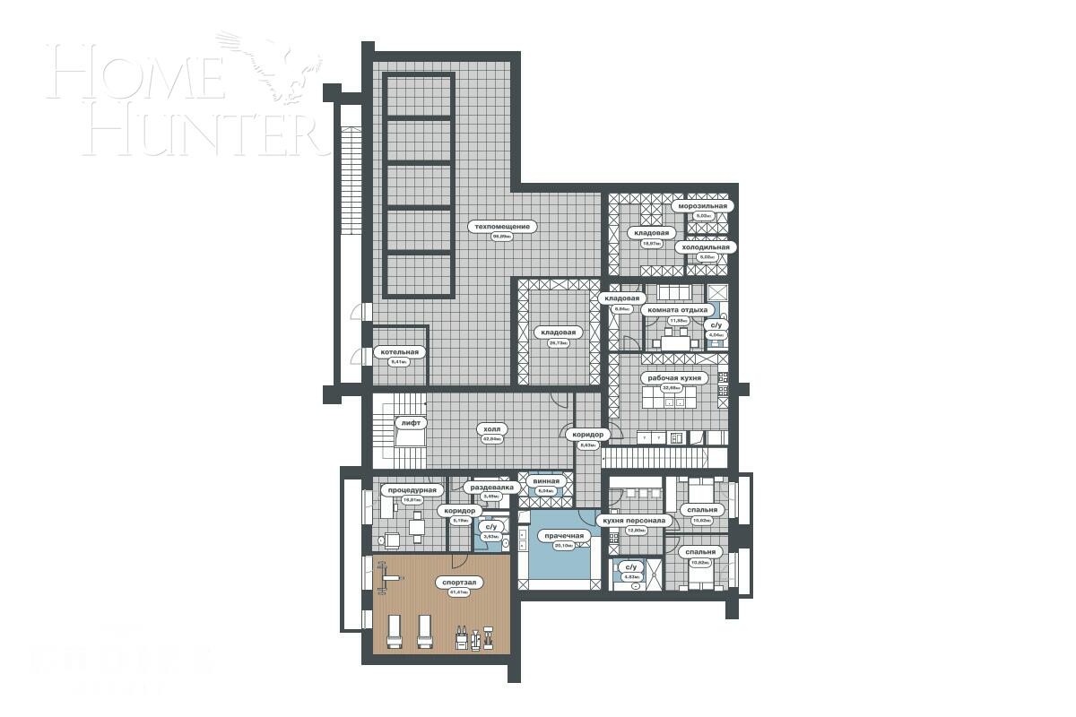 2-этажный коттедж 1 327 м² с отделкой