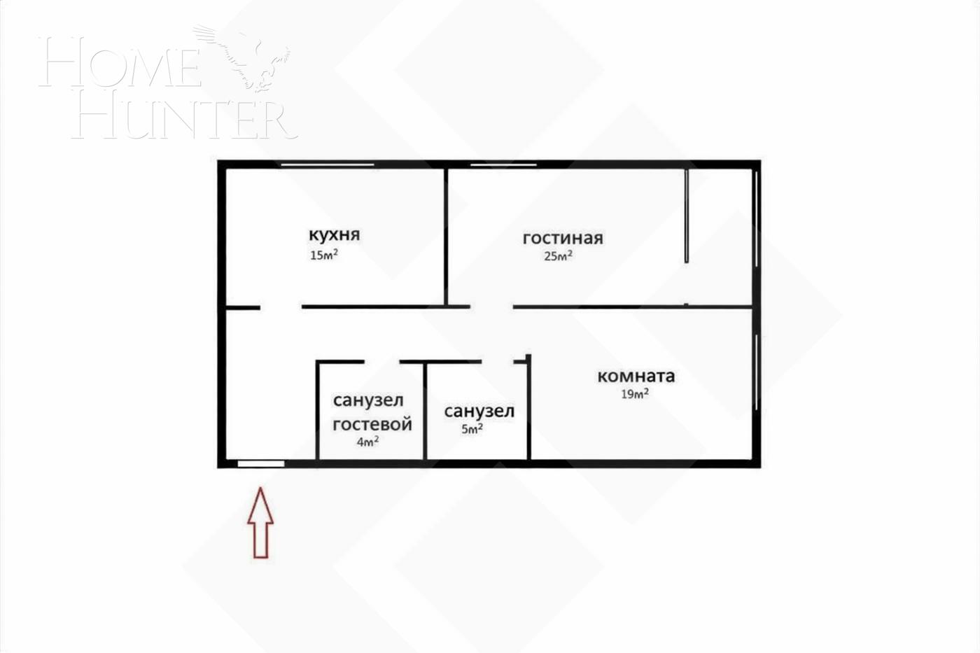 3-КОМН. КВАРТИРА БЕЗ ОТДЕЛКИ 68 М² НА 3 ЭТАЖЕ