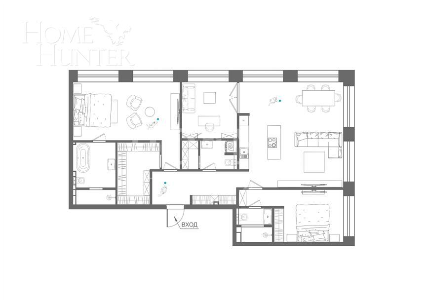 4-КОМН. КВАРТИРА С ОТДЕЛКОЙ 138.2 М² НА 36 ЭТАЖЕ