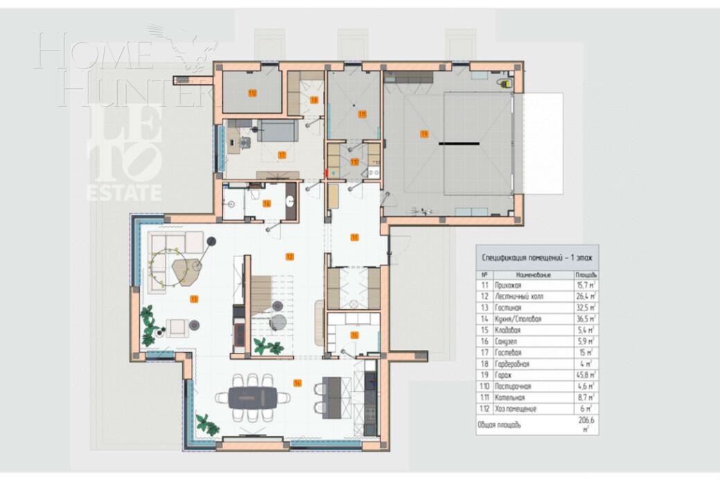 2-этажный коттедж 638 м² с отделкой