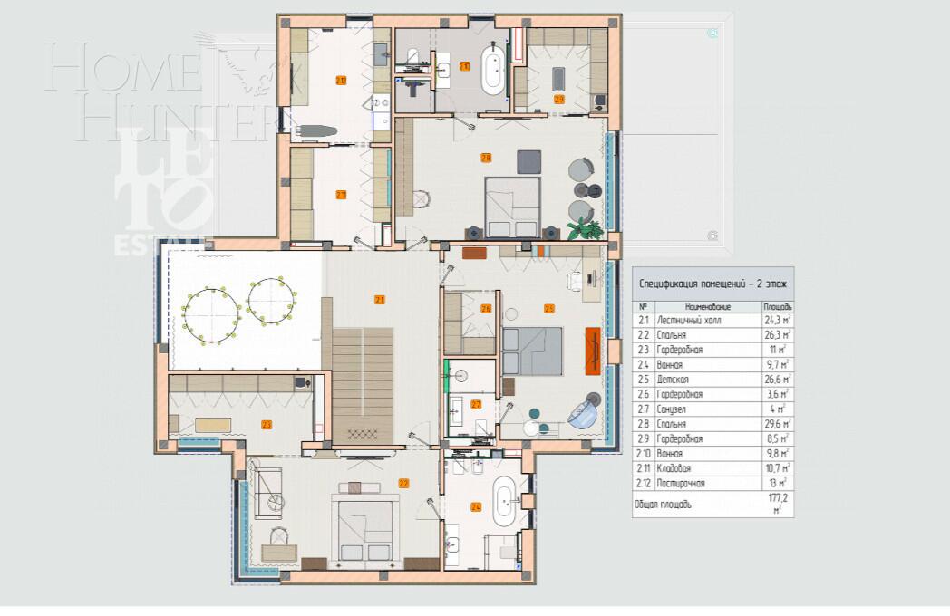 2-этажный коттедж 638 м² с отделкой