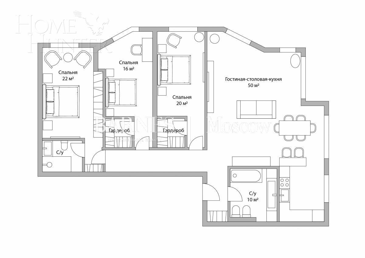 4-КОМН. КВАРТИРА С ОТДЕЛКОЙ 125 М² НА 5 ЭТАЖЕ