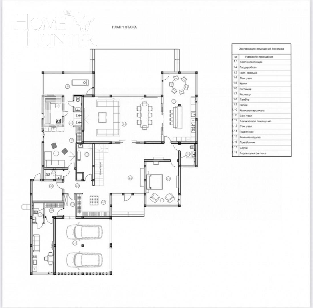 2-этажный коттедж 836 м² с отделкой