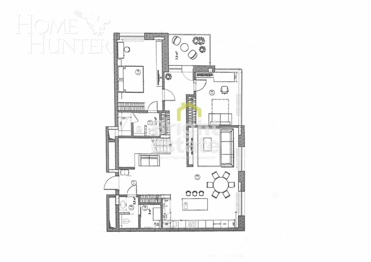 2-УРОВНЕВАЯ КВАРТИРА С ОТДЕЛКОЙ 219 М² НА 7 ЭТАЖЕ