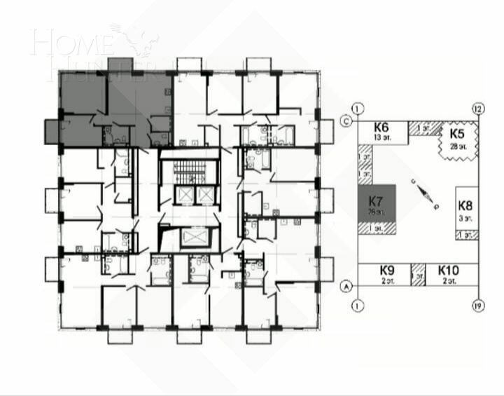 2-КОМН. КВАРТИРА БЕЗ ОТДЕЛКИ 73 М² НА 6 ЭТАЖЕ