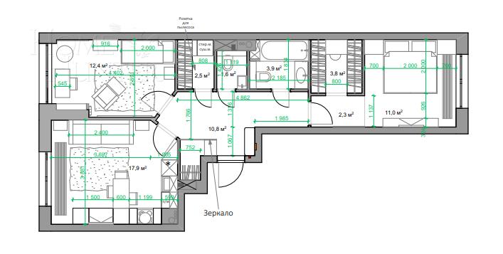 3-КОМН. КВАРТИРА С ОТДЕЛКОЙ 67 М² НА 3 ЭТАЖЕ