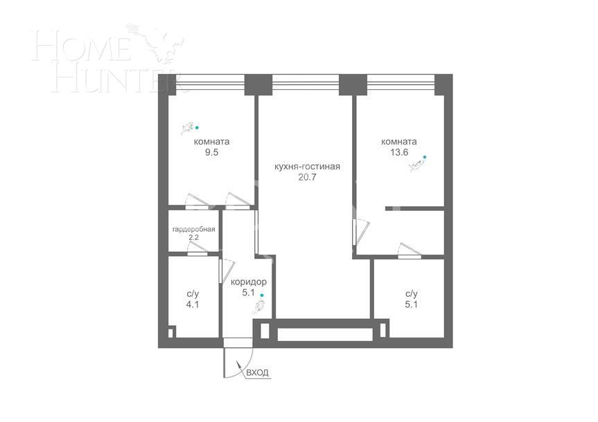 2-УРОВНЕВЫЕ АПАРТАМЕНТЫ С ОТДЕЛКОЙ 96 М² НА 10 ЭТАЖЕ
