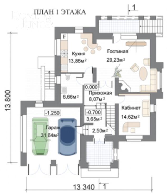 2-этажный коттедж 372 м² с отделкой