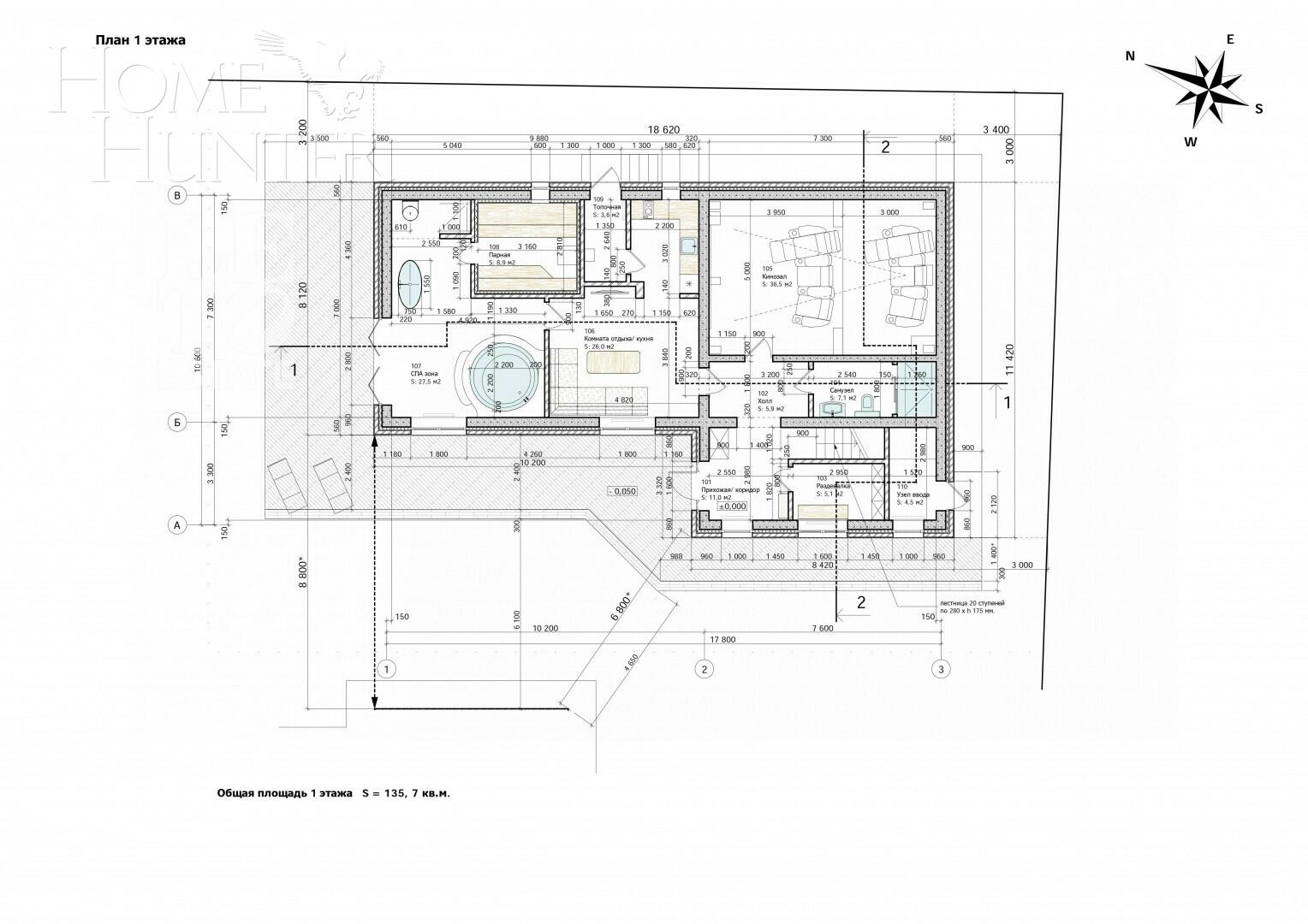 2-этажный коттедж 710 м² с отделкой