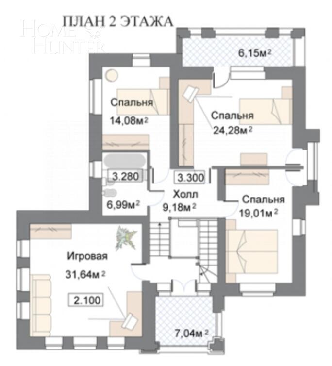 2-этажный коттедж 372 м² с отделкой