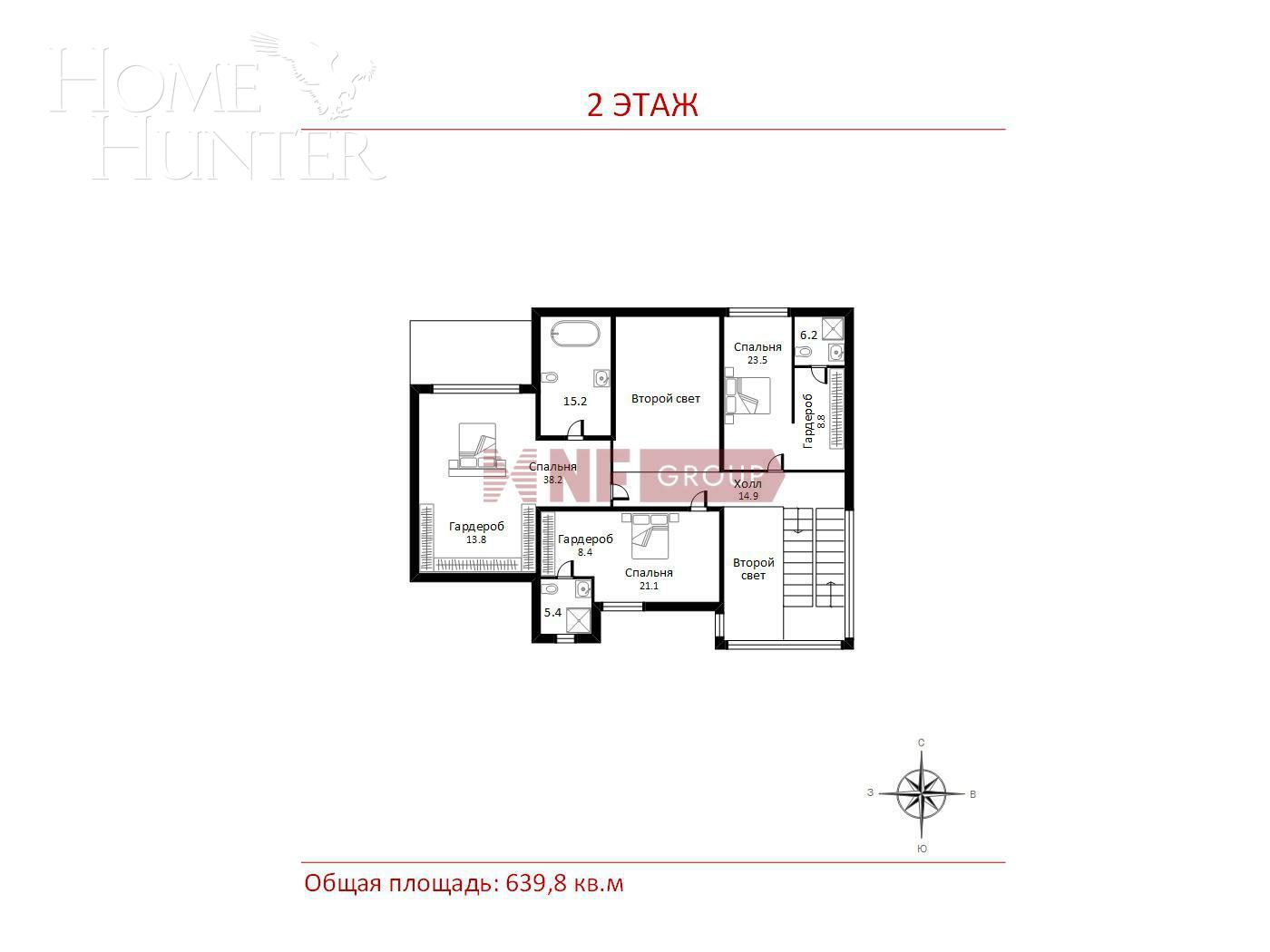 2-этажный коттедж 639.81 м² без отделки