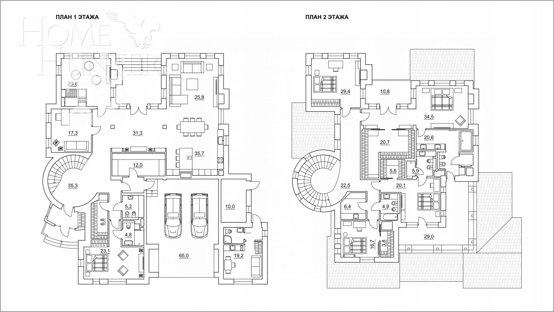 2-этажный коттедж 710 м² с отделкой
