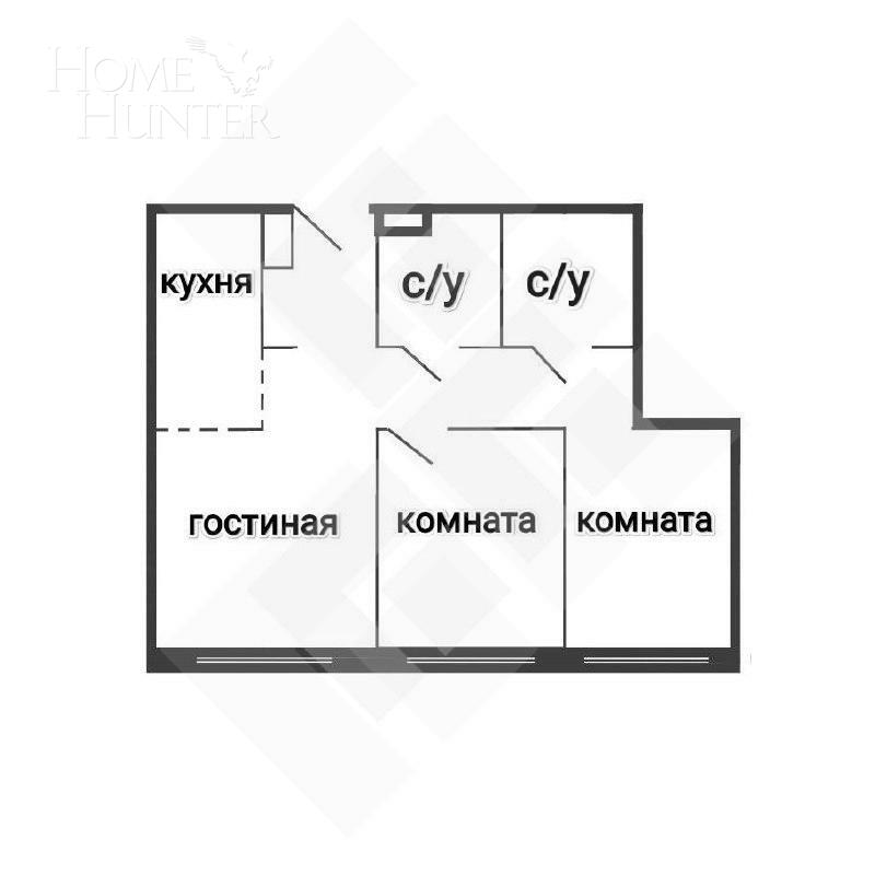 3-КОМН. КВАРТИРА БЕЗ ОТДЕЛКИ 67 М² НА 6 ЭТАЖЕ