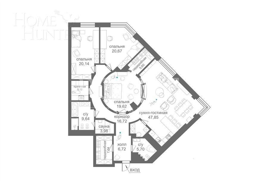 4-КОМН. КВАРТИРА С ОТДЕЛКОЙ 180 М² НА 21 ЭТАЖЕ