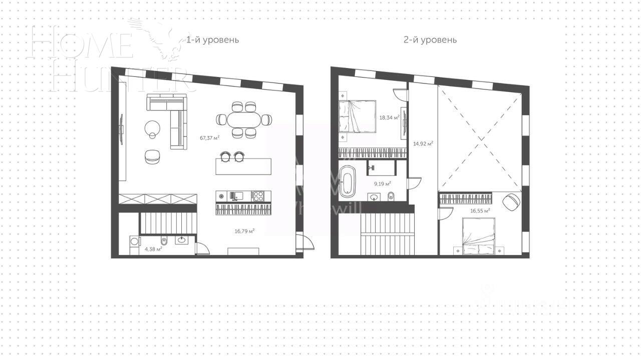 2-УРОВНЕВЫЙ ТАУНХАУС С ОТДЕЛКОЙ 165 М² НА 1 ЭТАЖЕ