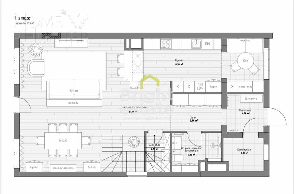 2-этажный таунхаус 170.5 м² с отделкой