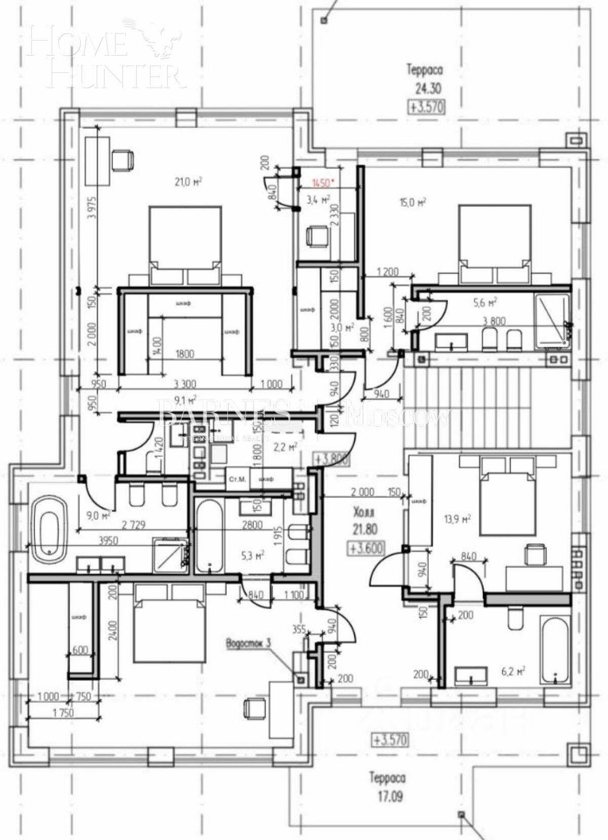 2-этажный коттедж 350 м² без отделки