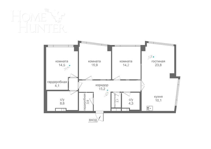 4-КОМН. КВАРТИРА БЕЗ ОТДЕЛКИ 119.4 М² НА 8 ЭТАЖЕ