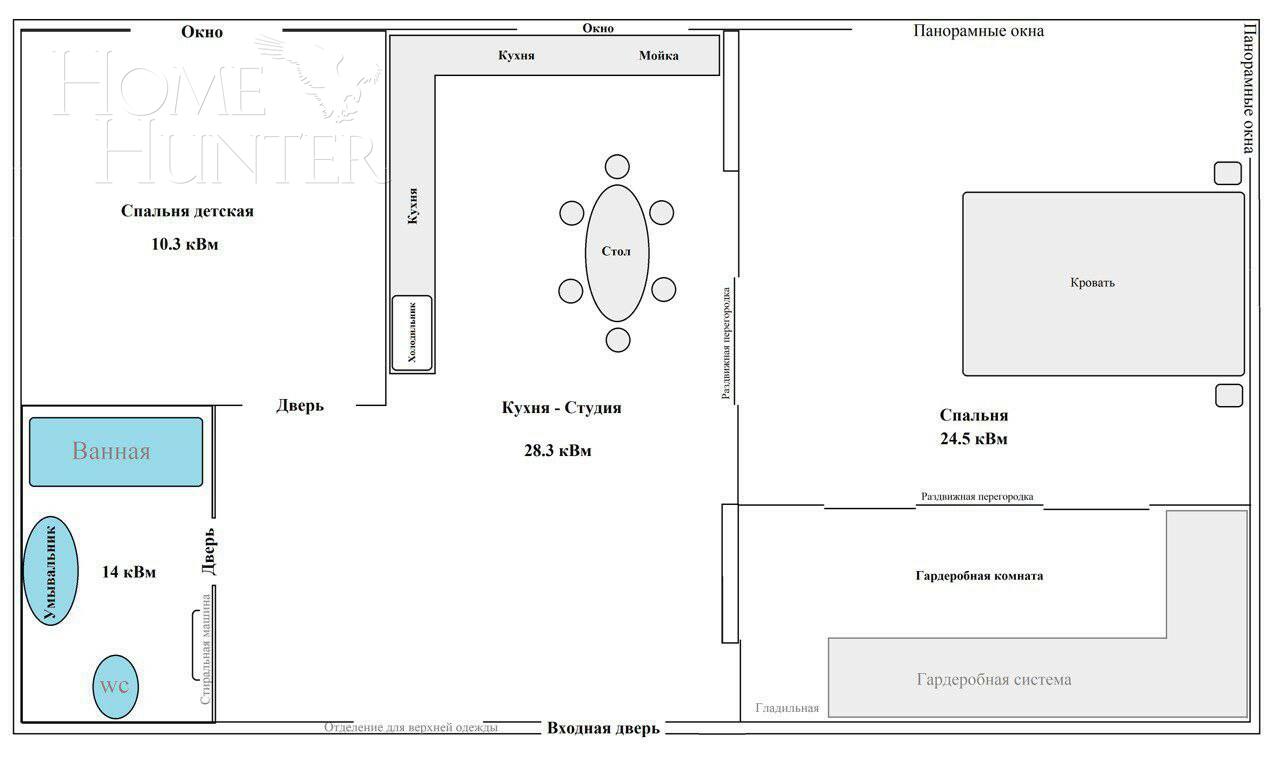 2-КОМН. КВАРТИРА С ОТДЕЛКОЙ 70 М² НА 20 ЭТАЖЕ
