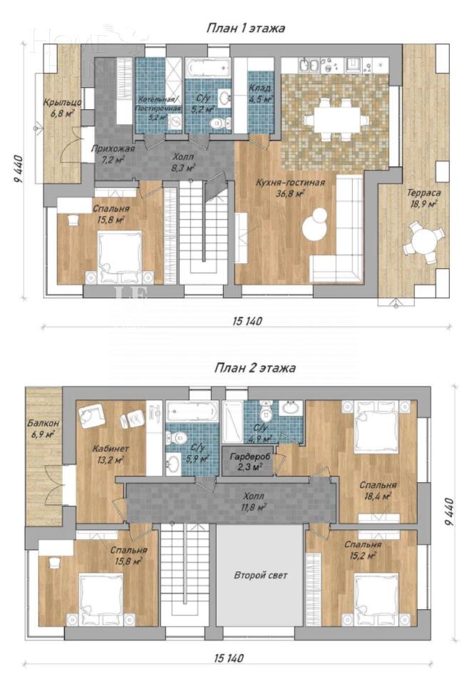 2-этажный коттедж 230 м² без отделки