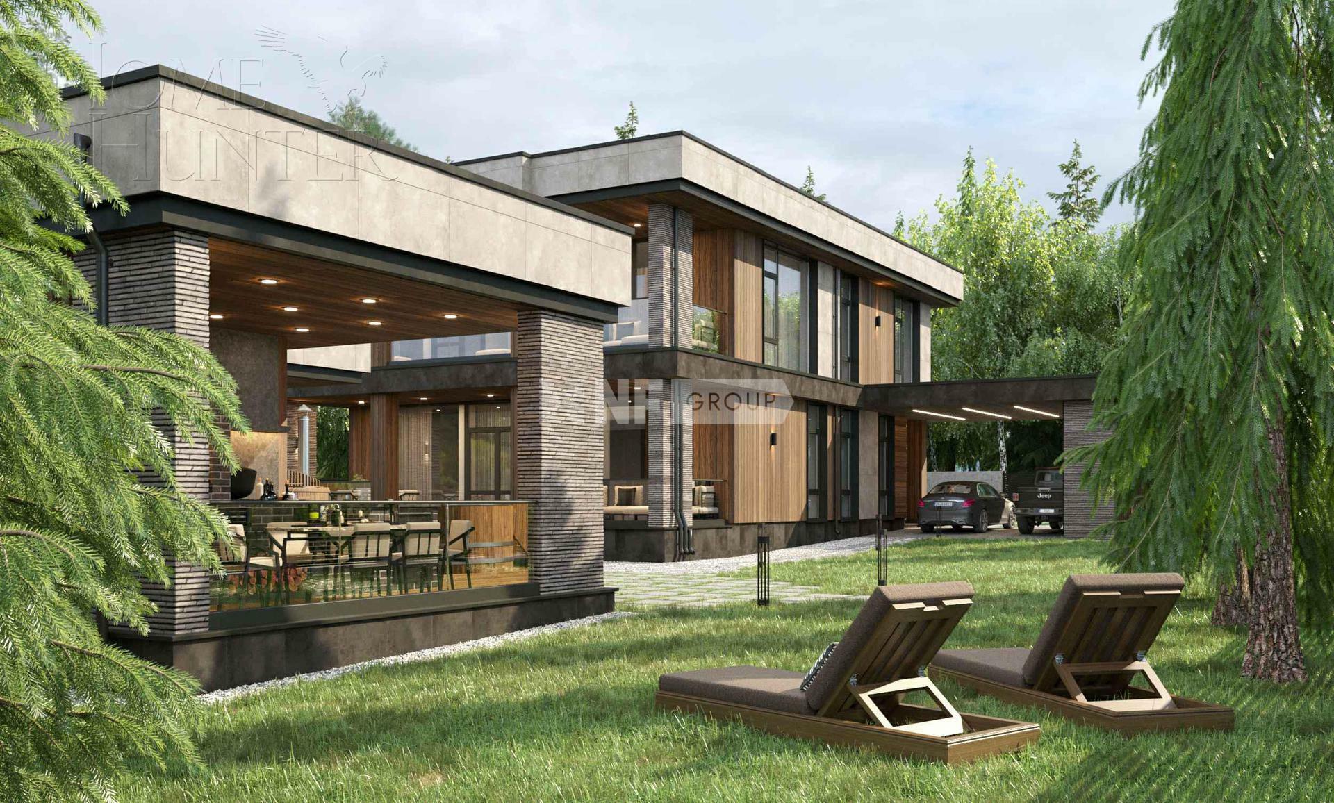 2-этажный коттедж 398.5 м² без отделки