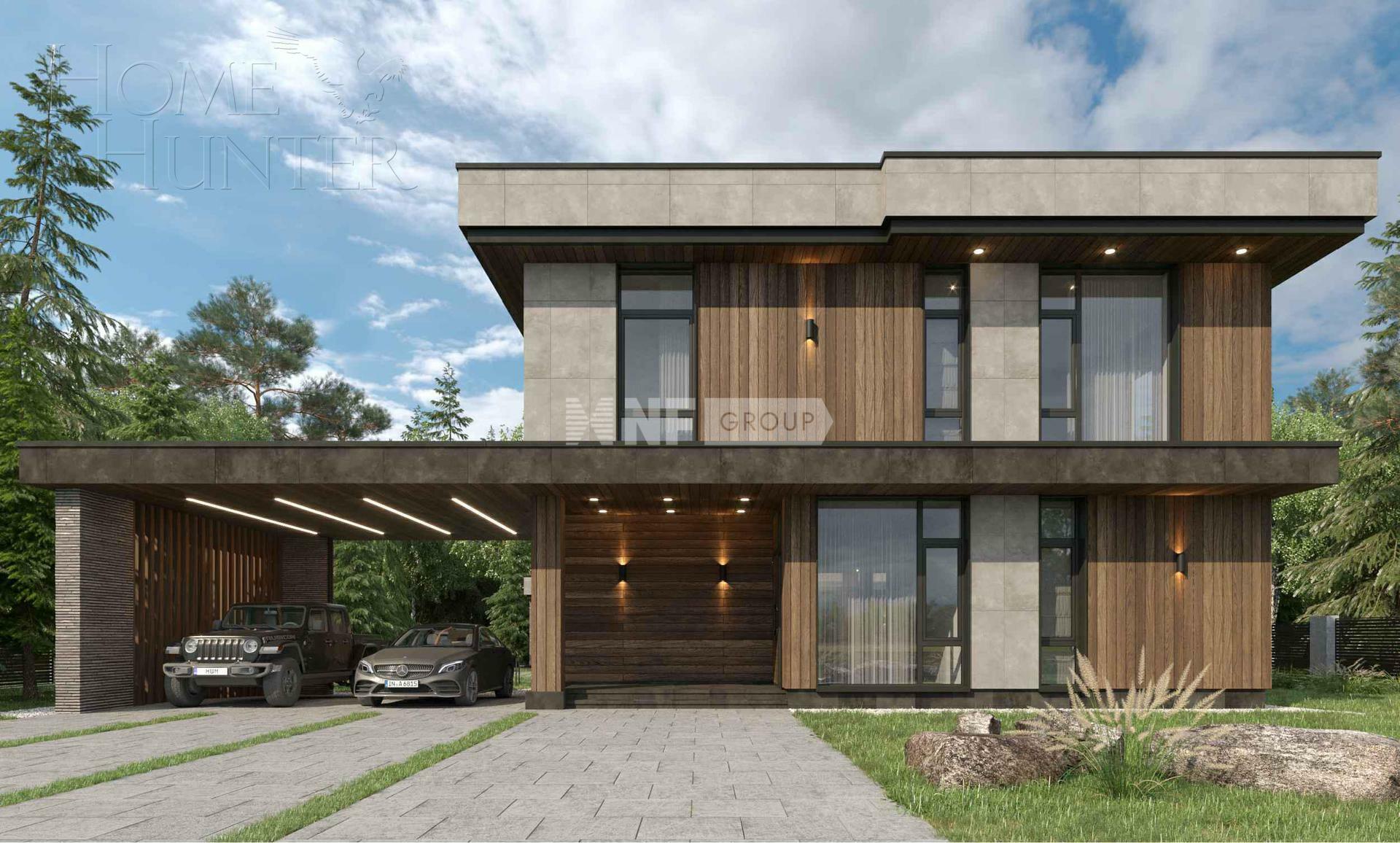 2-этажный коттедж 398.5 м² без отделки