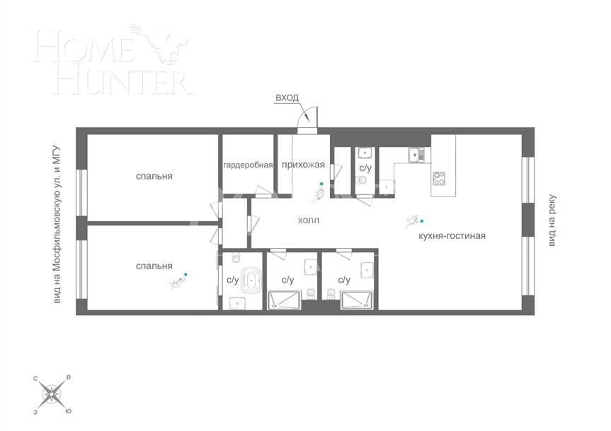 3-КОМН. КВАРТИРА С ОТДЕЛКОЙ 124.7 М² НА 6 ЭТАЖЕ