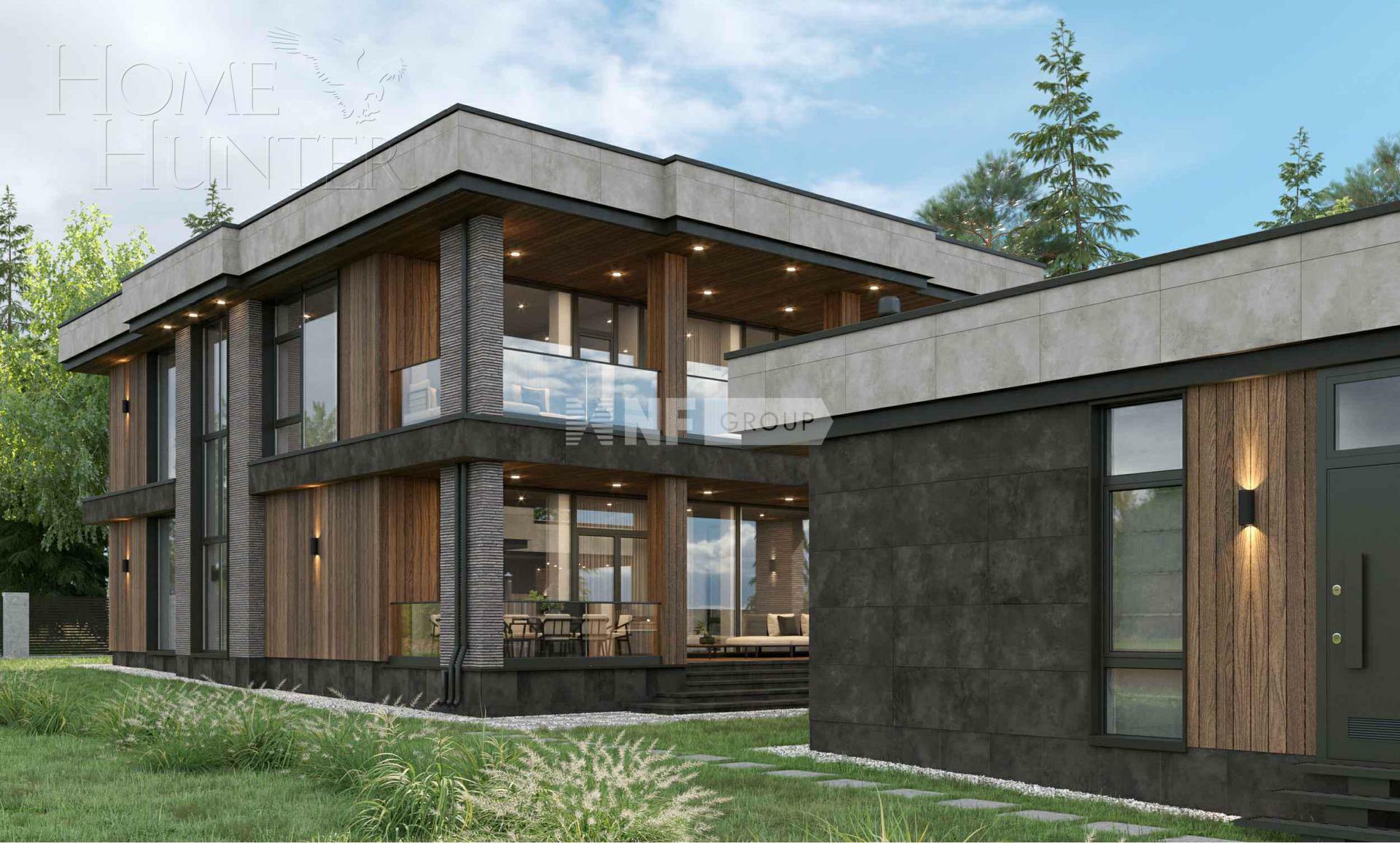 2-этажный коттедж 398.5 м² без отделки