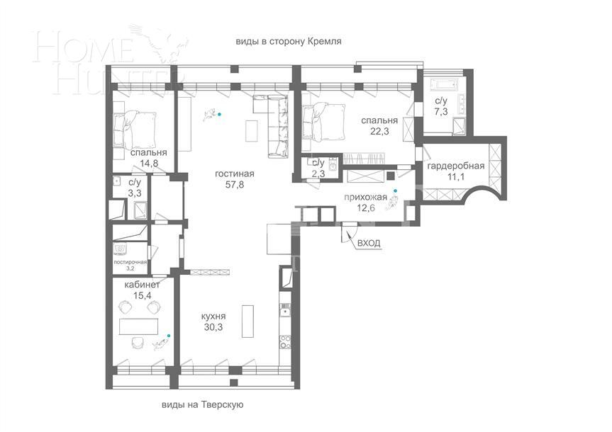 4-КОМН. КВАРТИРА С ОТДЕЛКОЙ 188 М² НА 10 ЭТАЖЕ
