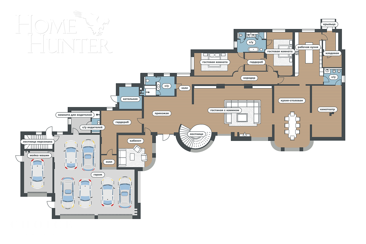 3-этажный коттедж 1 451 м² без отделки