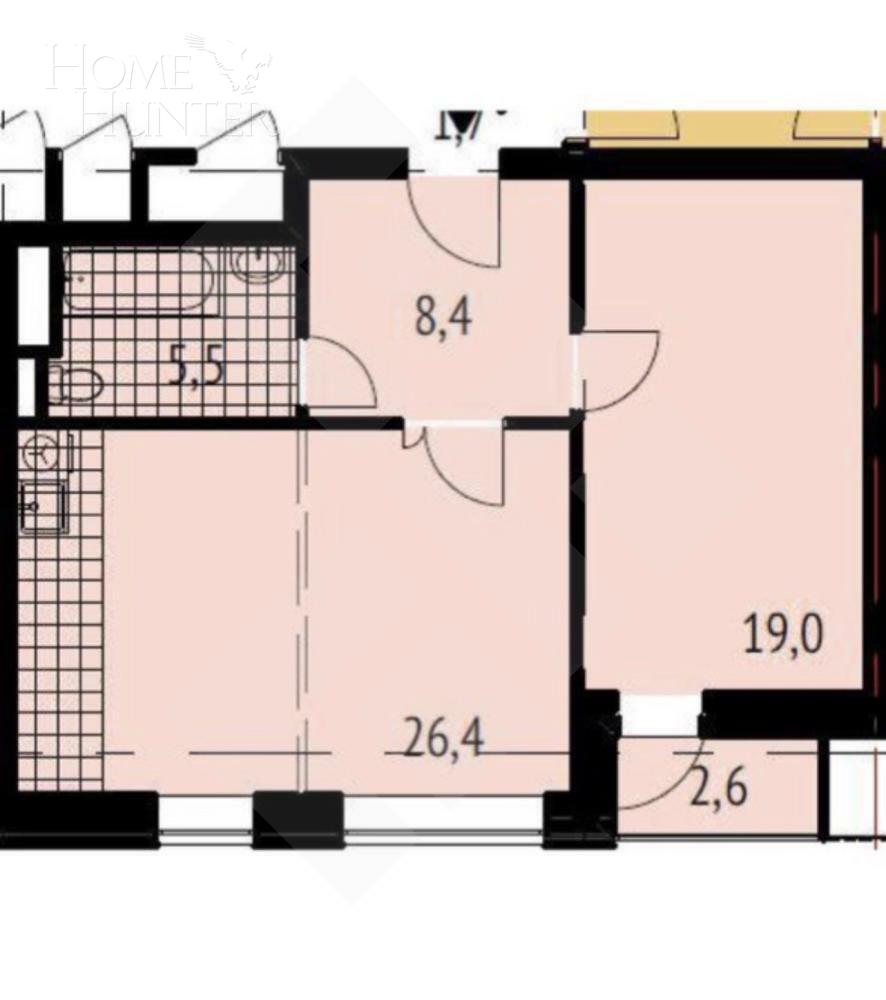 2-КОМН. КВАРТИРА С ОТДЕЛКОЙ 60 М² НА 7 ЭТАЖЕ