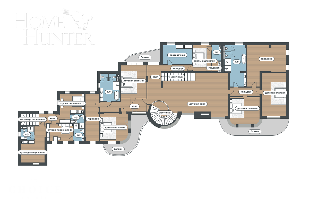 3-этажный коттедж 1 451 м² без отделки