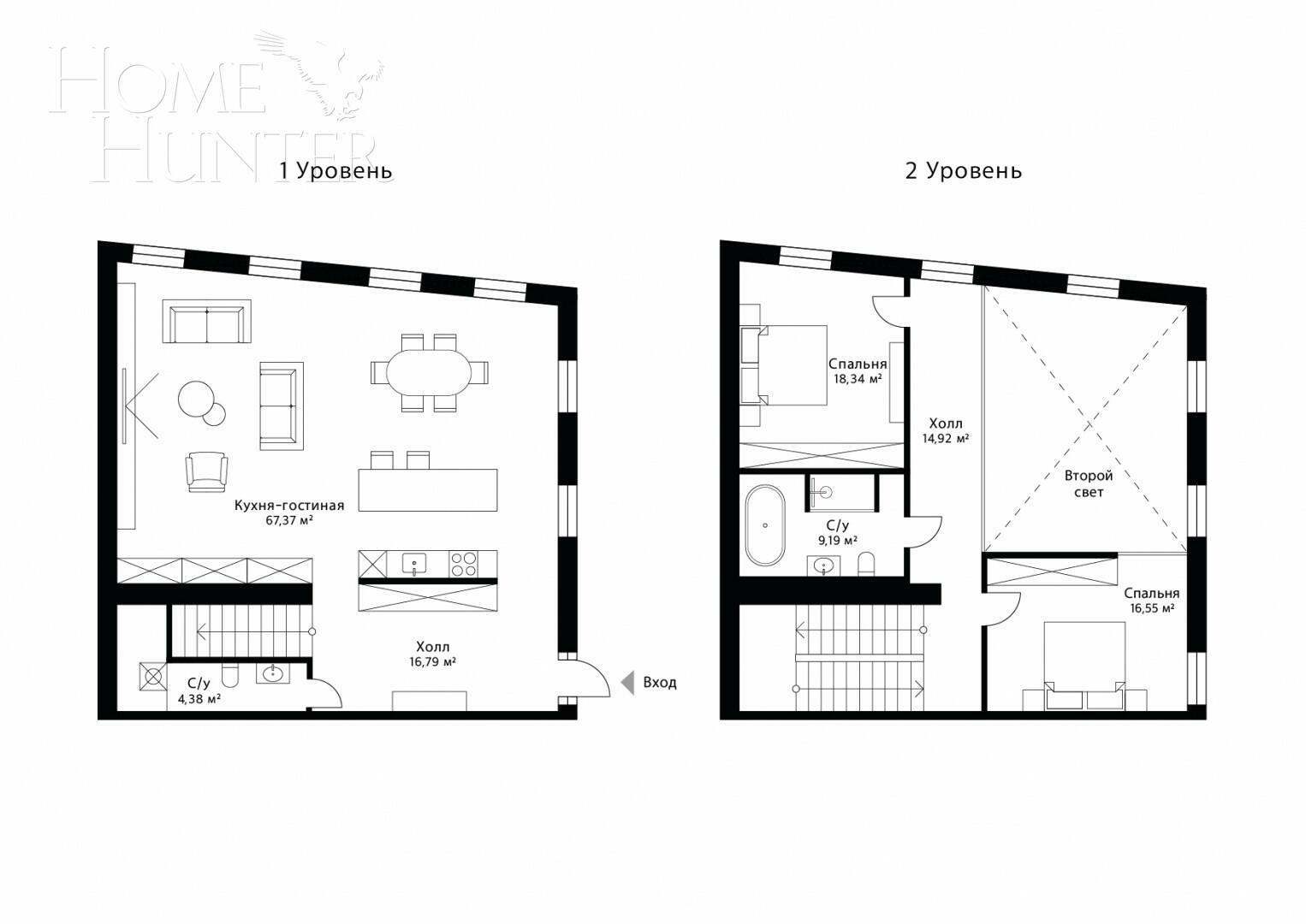 2-УРОВНЕВЫЙ ТАУНХАУС С ОТДЕЛКОЙ 165 М² НА 1 ЭТАЖЕ