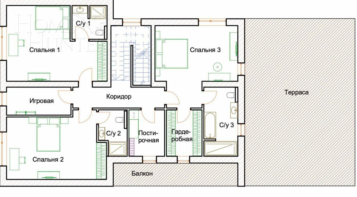 2-этажный коттедж 350 м² с отделкой