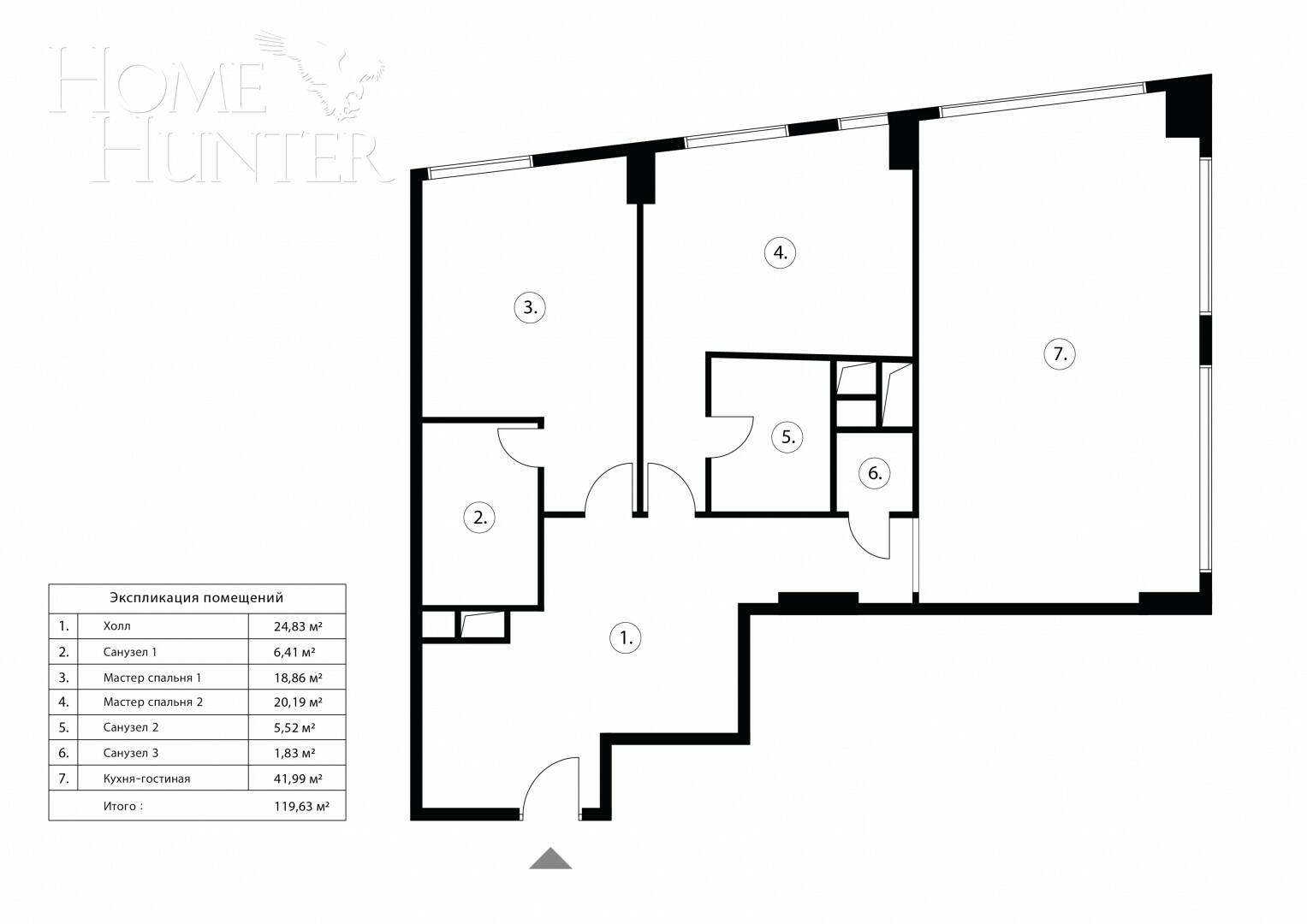 3-КОМН. КВАРТИРА БЕЗ ОТДЕЛКИ 120 М² НА 3 ЭТАЖЕ