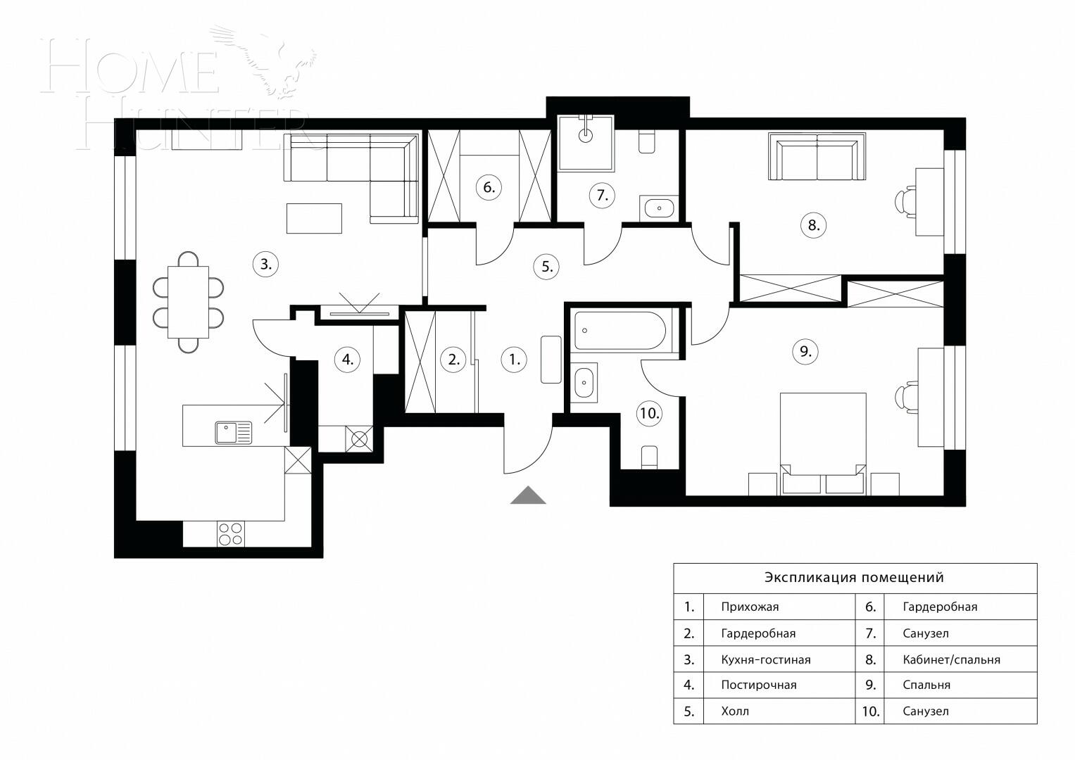 3-КОМН. КВАРТИРА С ОТДЕЛКОЙ 107.8 М² НА 4 ЭТАЖЕ