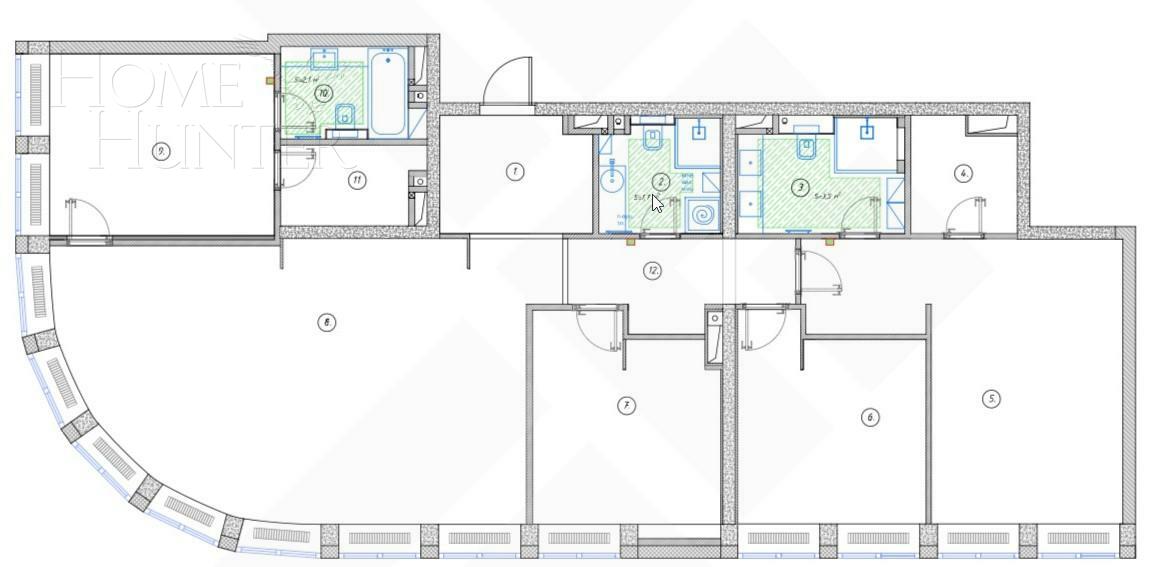 4-КОМН. КВАРТИРА С ОТДЕЛКОЙ 173.5 М² НА 12 ЭТАЖЕ