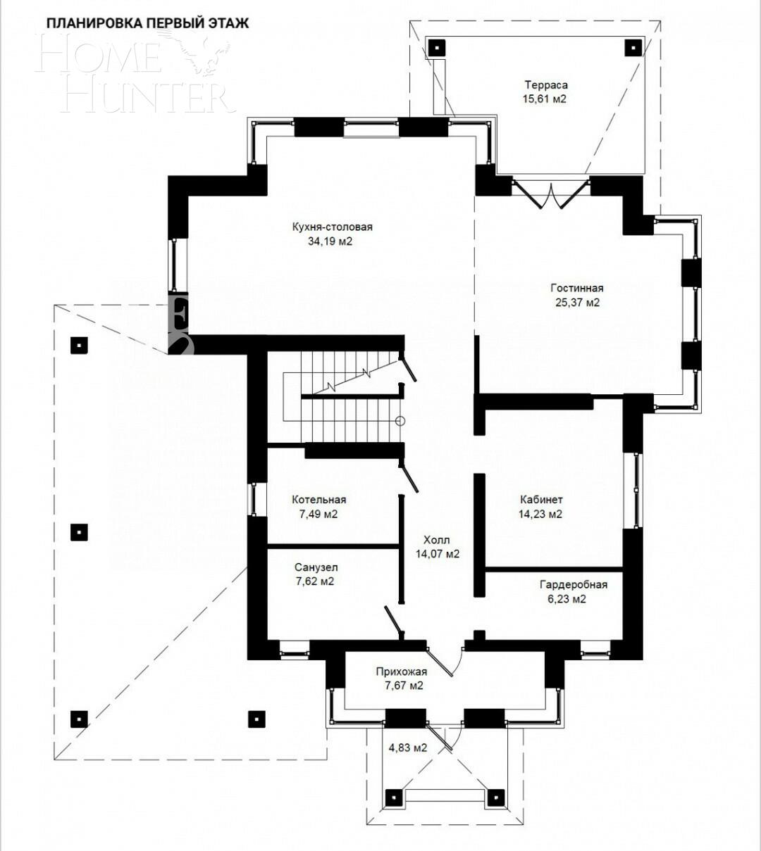 2-этажный коттедж 270 м² без отделки
