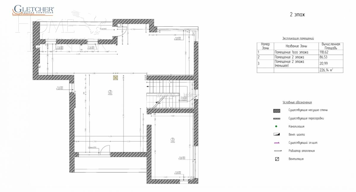 2-этажный коттедж 492 м² без отделки